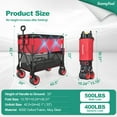 thumbnail image 4 of SUNNYFEEL Heavy Duty Collapsible Outdoor Utility Wagon Cart 500LB Capacity Adjustable Handlebar,Foldable Beach Wheels Stable Durable Oxford Fabric for Shopping Garden Camping (Red, Double Deck), 4 of 5