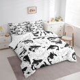 thumbnail image 2 of Feelyou Ink Galaxy Whale Twin Bedding Sets for Kids Boys Girls, Starlight Celestial Animal Bedding Comforter Set, Black White, Reversible, 7-Piece, 2 of 7