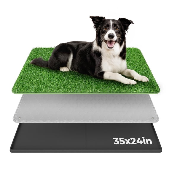 Tapete de césped para perros BurgeonNest 89 x 61 cm con bandeja y empapador lavable