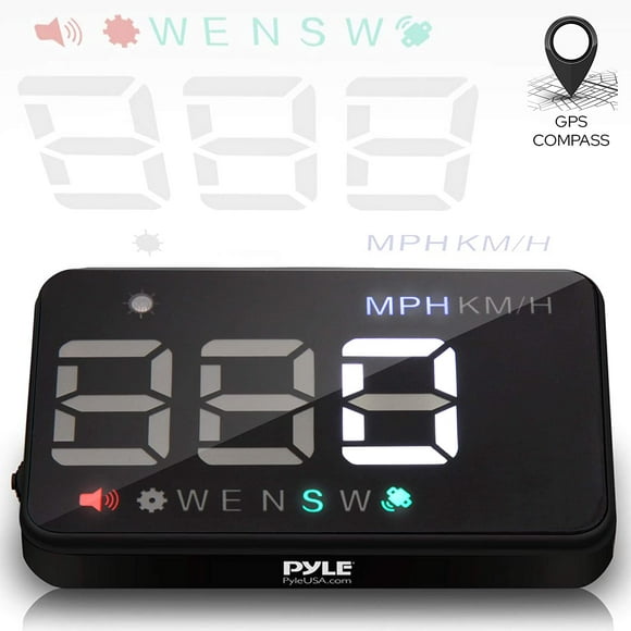 Pyle Universal 3.5'' Car HUD - Affichage Tête Haute Multi-Couleurs Pare-Brise Projecteur Vitesse Véhicule & Navigation GPS