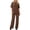 Brown, variant on Athletic Outfit Sets 2 Piece Women Solid Oversized Crew Neck Short Sleeve Top Drawstring Wide Leg Pants Brown XL