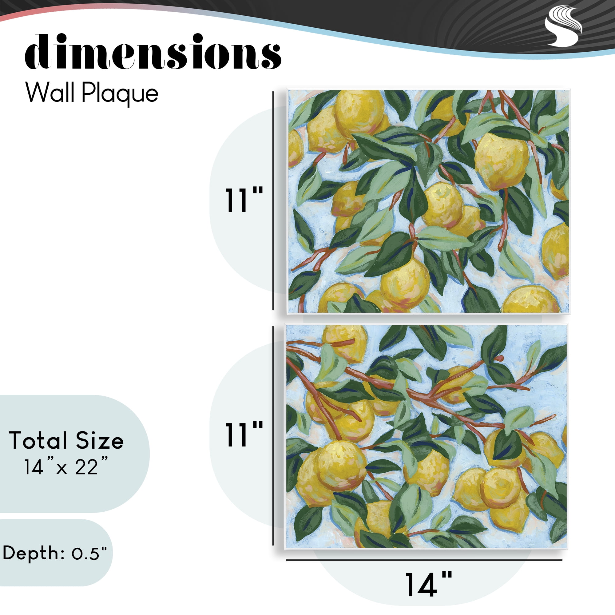 Stupell Industries Sunshine Lemon Tree 2 Piece Wall Plaque Art Set, design by June Erica Vess