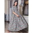 thumbnail image 4 of Grey: Muslin Printed Work Traditional Gown,Cultural Wear for Women,01, 4 of 7