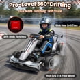 thumbnail image 5 of Joyracer 24V Go Kart for Kids 6-12, 2x400W Motors Electric Drift Car with Adjustable Length, 360° Drift Mode, 6.5 MPH High Speed Racing Car, Bluetooth Music,Silver Gray, 5 of 9