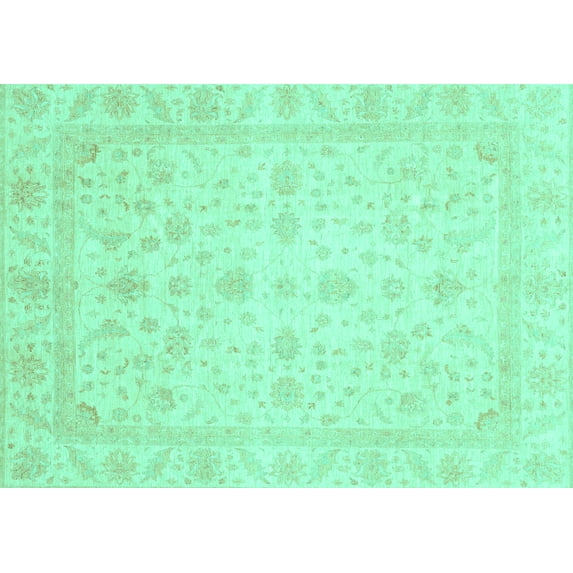Ahgly Company Indoor Rectangle Oriental Turquoise Blue Traditional Area Rugs, 5' x 8'
