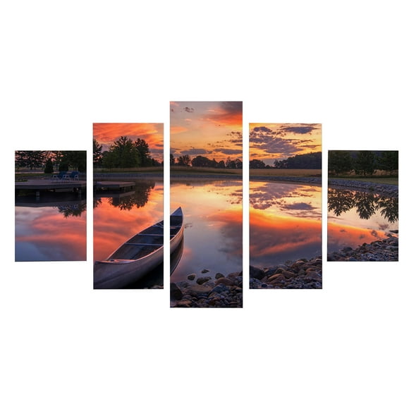 EGNMCR Wall Mural HD Frameless Spray Painting Home Decoration Wulian Sunset Canoe Canvas Core wall painting
