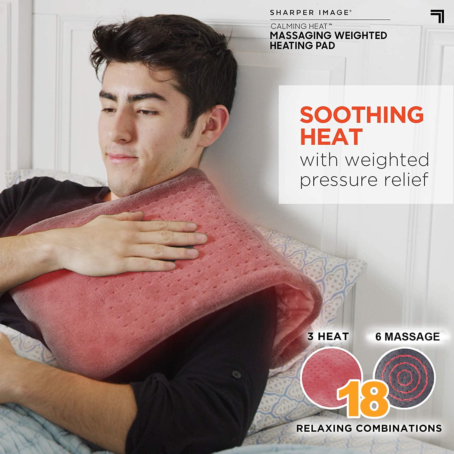 Calming Heat Neck Wrap by Sharper Image Personal Electric Neck Heating Pad  with Vibrations, 3 Heat & 3 Vibration Settings- 9 Relaxing Combinations