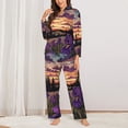 thumbnail image 2 of Daiia Starry Night Purple Irises for Women's Long-Sleeved Pajama Set – Soft & Comfortable Sleepwear Button-Up Pajamas Cozy Lounge Wear-Small, 2 of 7