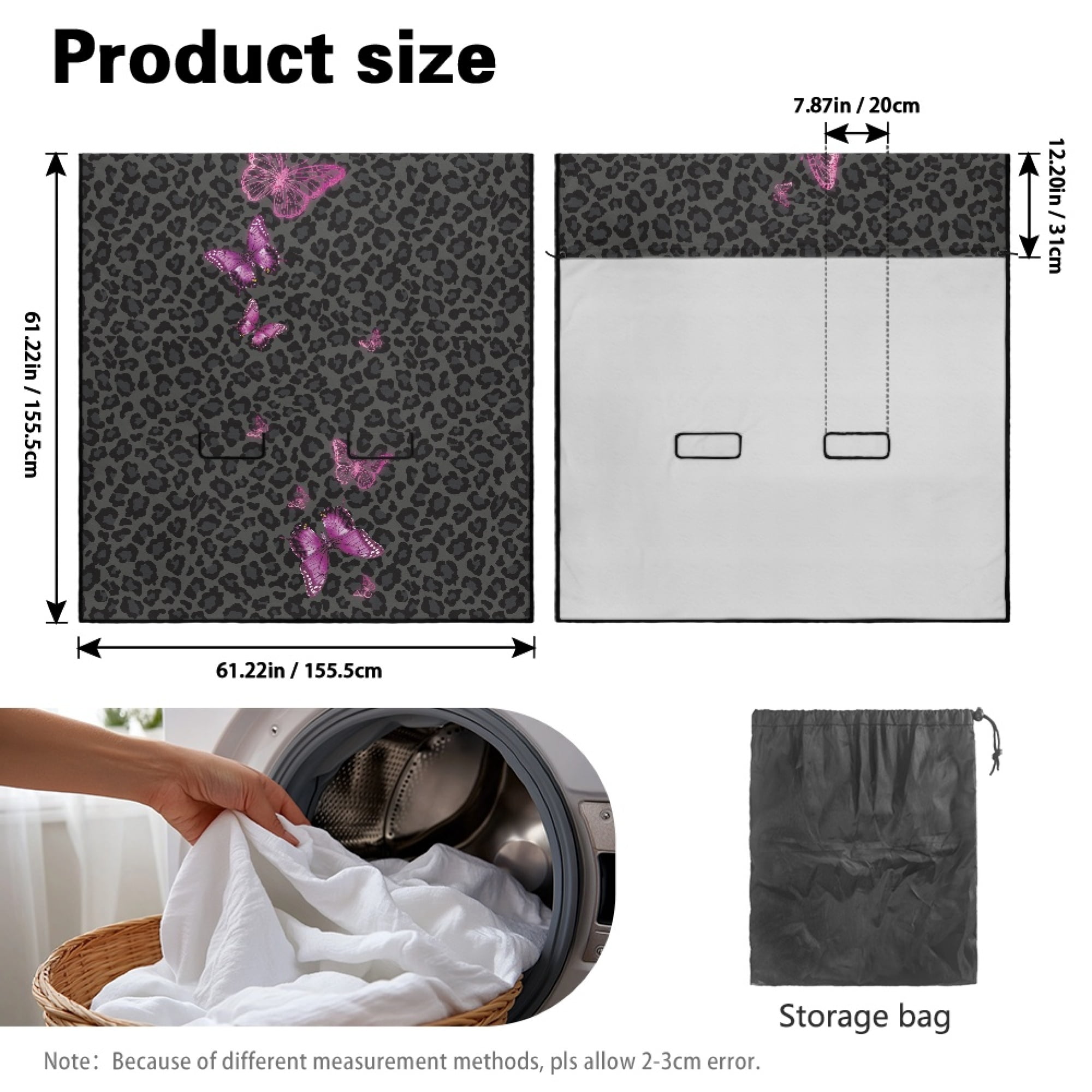 Drydeepin Butterfly Cheetah Leopard Car Seat Covers for Backseat, Rear Bench Seat Cover Towel Saddle Blanket Seat Protector Universal Auto Accessories for Trucks Van SUV, Black