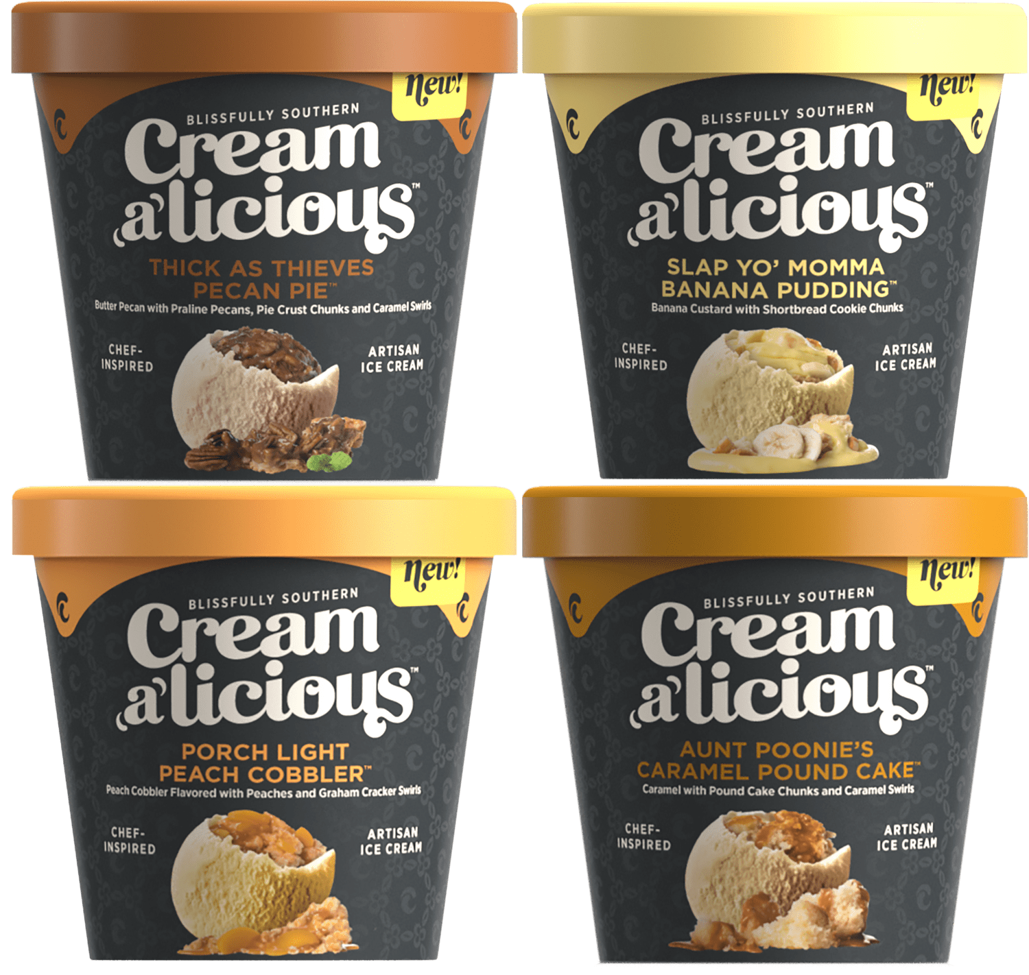 Creamalicious Artisan Ice Cream Variety Pack, 16 oz. Pint, 4Pack