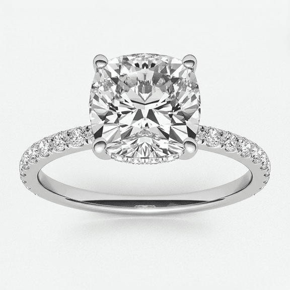 Auory Hidden Halo Engagement Ring 2.13 Carat Cushion Cut Moissanite 18K Rose Gold Plated Sterling Silver for Women