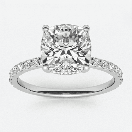 Auory Hidden Halo Engagement Ring 2.13 Carat Cushion Cut Moissanite 18K Rose Gold Plated Sterling Silver for Women