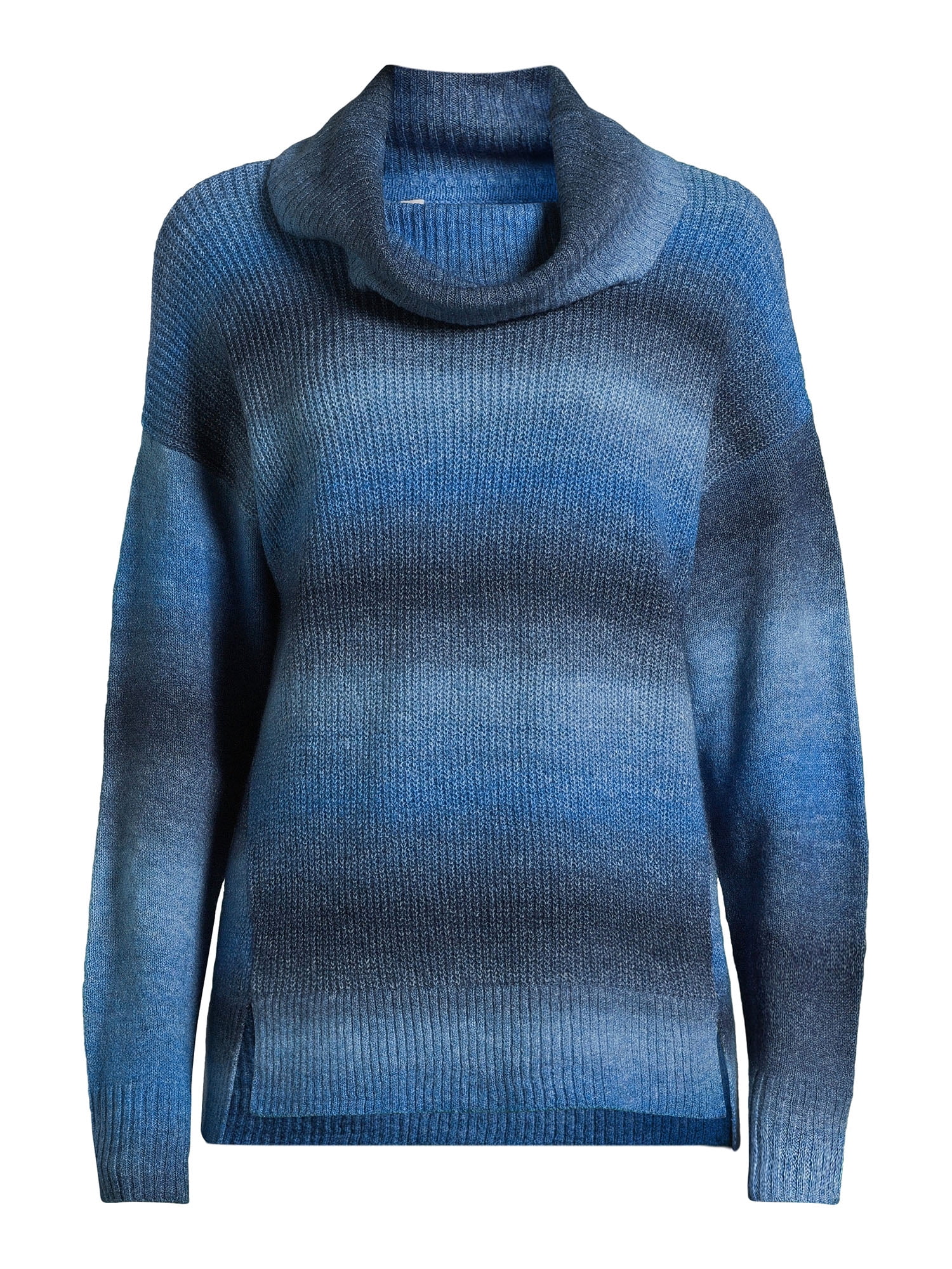 Time and Tru Women's Ombre Cowl Neck Sweater, Midweight, Sizes XS-XXXL