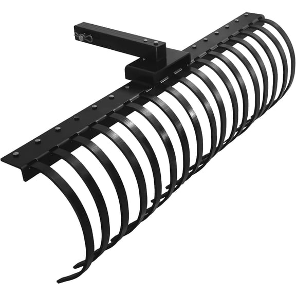 QinaQin 49 Inch Tractors Rake,3 Point Landscape Rake with 18 Tines,Detachable Pine Straw Rake,Powder Coated Steel Back Rake for Garden Tractors Category 1,Black