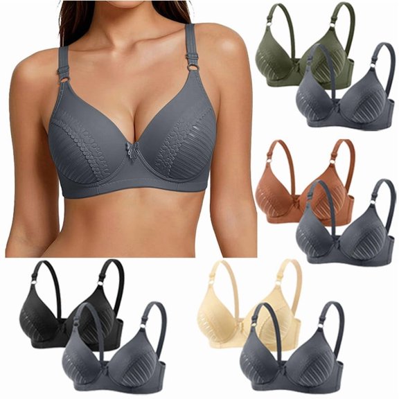 Ashirexll Bras for Women no Underwire 2 Pack Solid Color Sports Bra High Stretch Adjustable Straps and Push Up Cups Everyday Wear