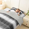 thumbnail image 3 of Homewish Gray Horizontal Stripes Twin Comforter Sets,Aesthetic Artwork Bedding Set,Light Gray Reversible,2-Piece,1 Comforter and 1 Pillowcase, 3 of 7