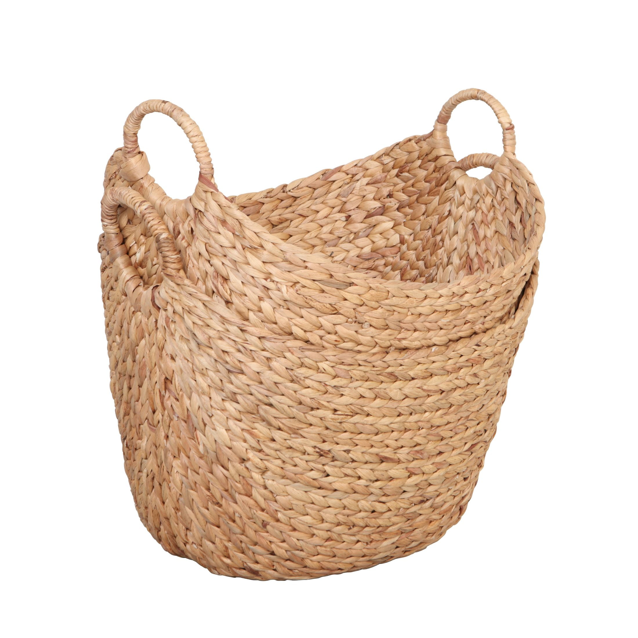 Better Homes & Gardens Extra Large Natural Water Hyacinth Boat Decorative Storage Basket, Set of 2