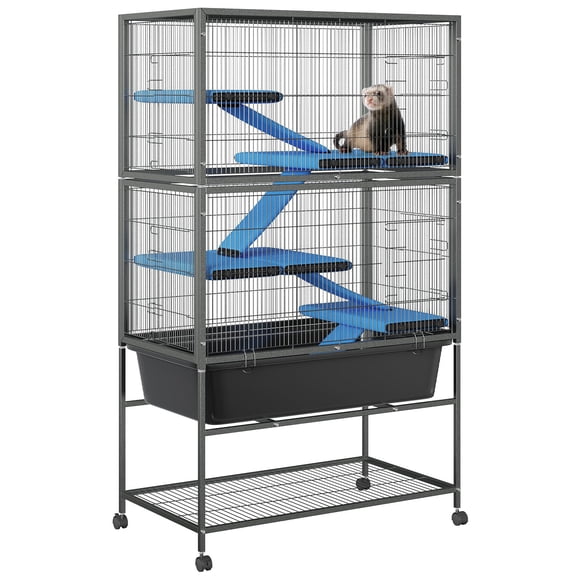 Yiwa Large 59" Ferret Nation Cage, Multi-Level Critter Enclosure with Removable Shelves, Indoor Habitat Suitable for Guinea Pigs, Chinchillas, Rabbits, and Hamsters