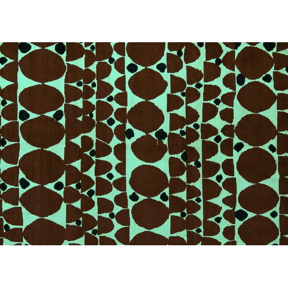 Ahgly Company Indoor Rectangle Abstract Turquoise Blue Modern Area Rugs, 7' x 9'