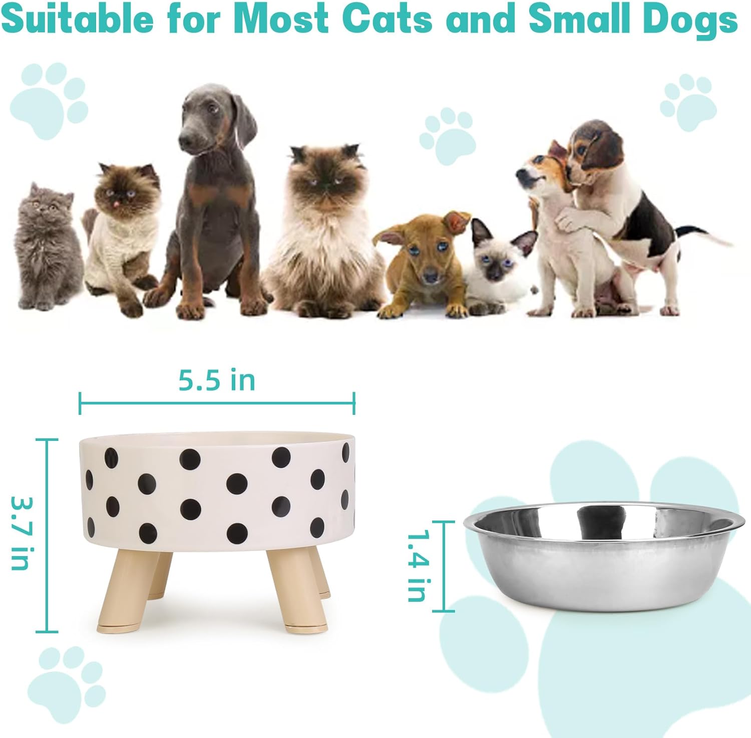 Flantor Elevated Stainless Steel Pet Bowl Set, 2-Piece photo 2