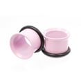 thumbnail image 2 of Tunnels Matte Pastel Pink with O-Rings - Sold as a Pair Surgical Steel, 2 of 4