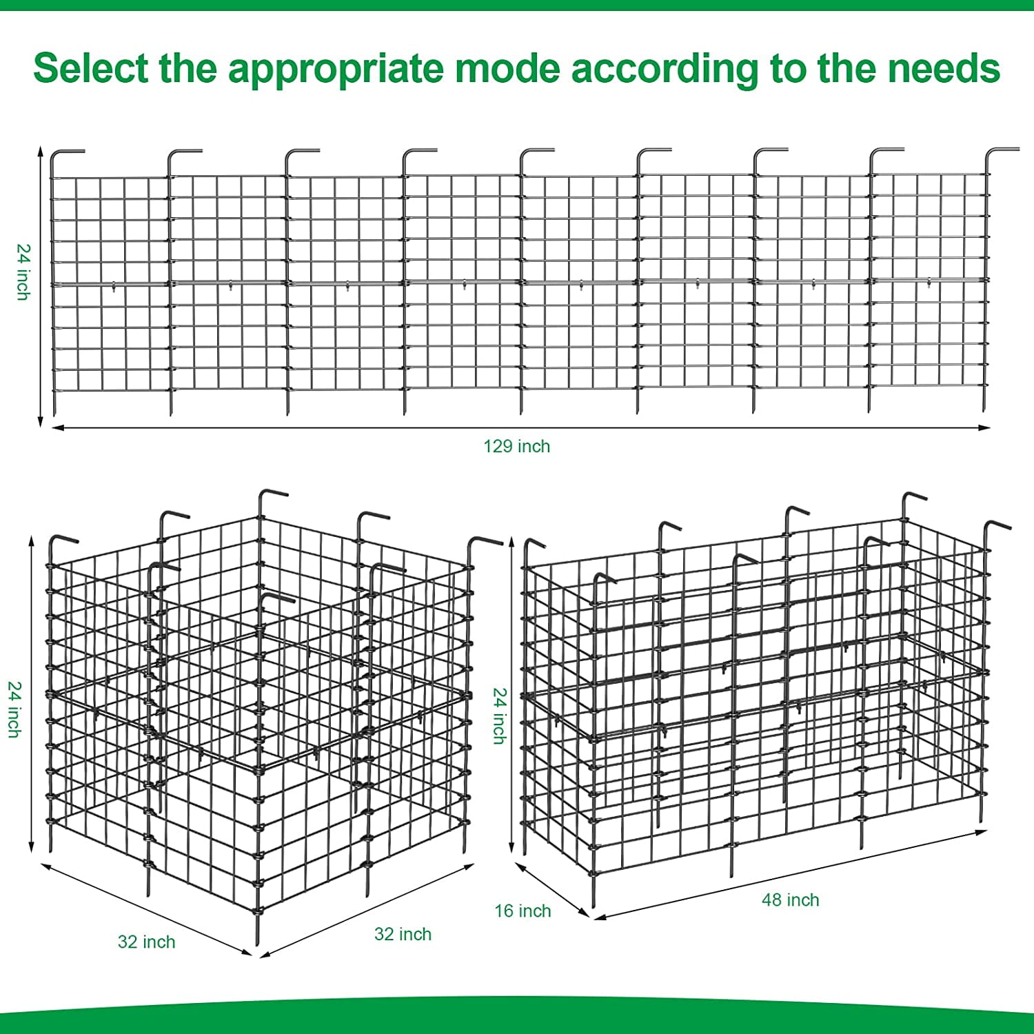 16 Panels Folding Metal Garden Border Fence – 11ft Total Length 24in Height, Rustproof Outdoor Pet Barrier for Yard, Patio & Vegetable Garden
