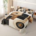 thumbnail image 3 of Castle Fairy Minimalist Curved Circle Twin Quilt Set 2 Pieces,Abstract Square Block Twin Coverlet Set,Coffee Cream Black,1 Bedspread and 1 Pillowcase, 3 of 7
