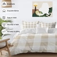 thumbnail image 4 of Beige Plaid Duvet Cover Set, Spring Summer Farmhouse Buffalo Checkered Soft Duvet Cover Twin Size Bedding Set 4 Pieces, 1 Quiltcover and 2 Pillowcases with Zipper, 1 Bed Sheet for All Seasons, 4 of 9