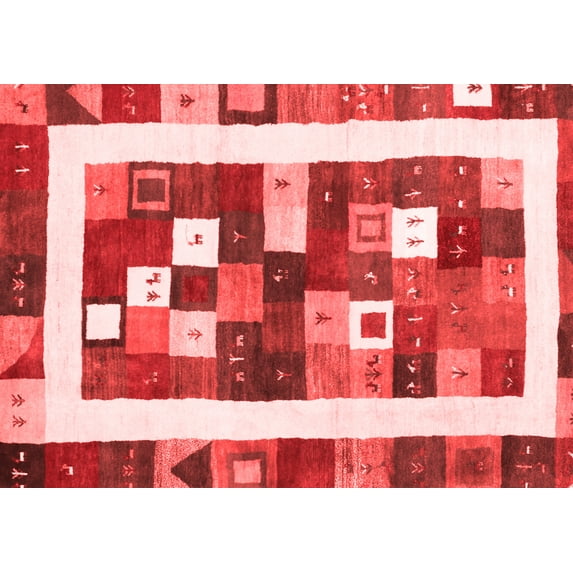 Ahgly Company Indoor Rectangle Abstract Red Contemporary Area Rugs, 7' x 9'