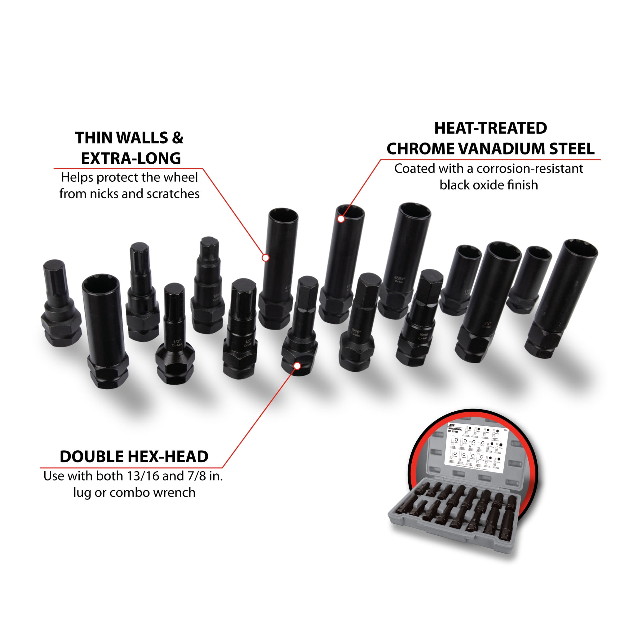 Performance Tool M994 16pc Locking Lug Nut Master Key Set