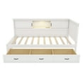 thumbnail image 4 of Twin Size Platform Bed,L-Shaped Bed Frame with Drawer and and Bookcase, Mattress Foundation with Led Downlight and USB Port for Small Room,Bedroom, Guest Room, White, 4 of 7