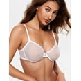 thumbnail image 3 of Wingslove Women's Sexy Sheer Bra Unlined Underwire Support See Through Everyday Bra with Silicone Nipple, White 36C, 3 of 5