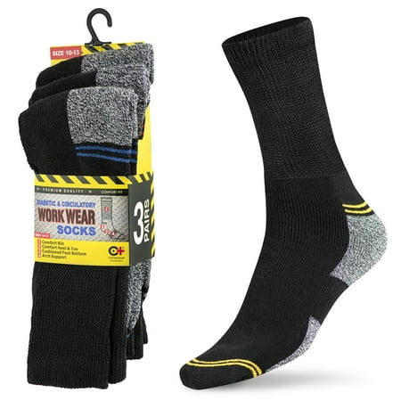 3-12 Pairs Men's Cotton Diabetic Health Crew Circulatory Boot Socks Men's Size 10-13 (6 Pack)