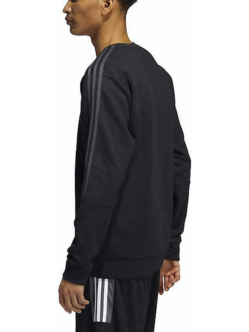 Adidas Men's Long Sleeve Fleece Crew Sweatshirt Pullover, Black