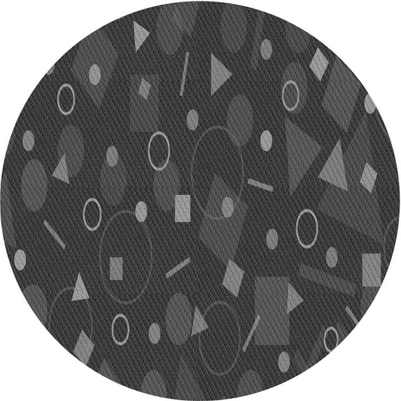 Ahgly Company Indoor Round Patterned Charcoal Black Area Rugs, 4' Round