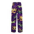 thumbnail image 5 of Fgvctg Mens Pajama Pants Mardi Gras Lightweight Carnival Party Wide Leg Sleepwear Pajamas Pants Multicolored Mask Print High Waisted Pjs Spring Drawstring Lounge Pants with Pockets Purple Pink M, 5 of 6