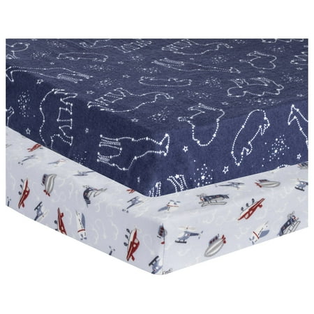 UPC: 0846216065620 | Trend Lab Sky Traveler 2 Pack 100% Cotton Flannel Infant Playard Sheets
