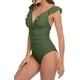 thumbnail image 3 of Trajes de baño de una pieza con volantes para mujer Cuello en V Monokini acanalado Trajes de baño, 3 of 6