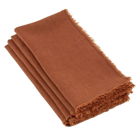 

Graciella Fringed Stone Washed Linen Napkins 20-inch Square Set of 4