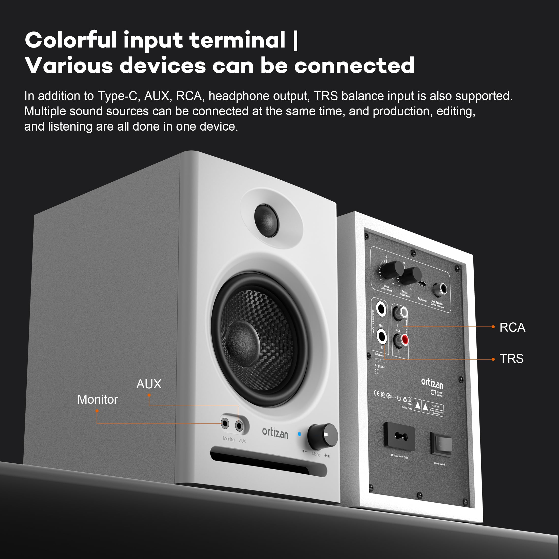 Active Studio Monitor Speakers, Bluetooth 5.3 Wireless, for Music Production, PC Gaming & Home Audio, Bookshelf Speakers (Pair, White)