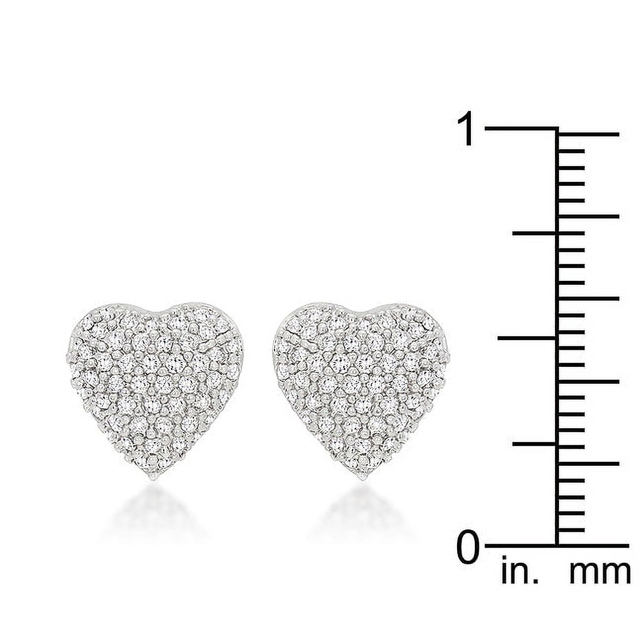 Precious Stars Silvertone Clear Cubic Zirconia Heart Stud Earrings