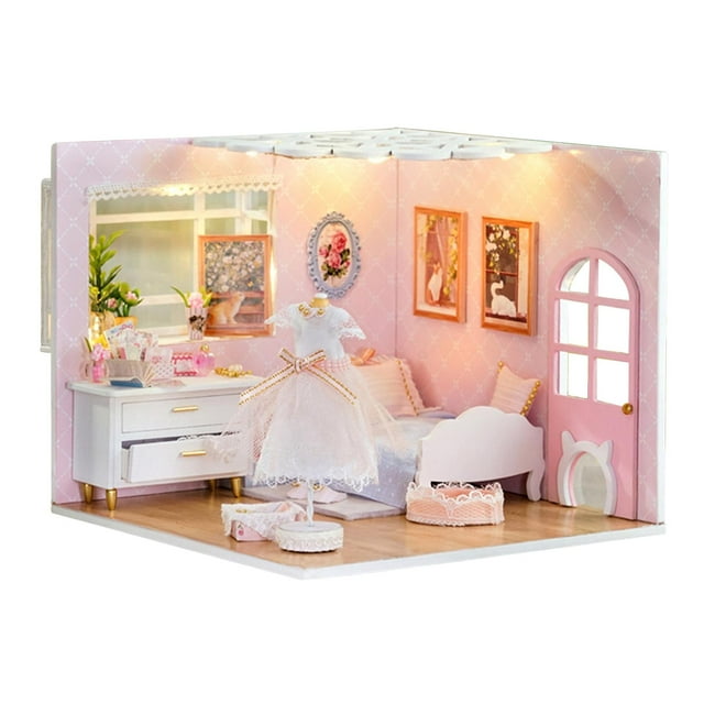de bricolaje para , de construcción de casa pequeña con muebles para amigos, regalos para niñas dormitorio de niña Zulema Casa de miniaturas