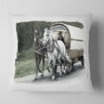 thumbnail image 2 of Designart Horse Cart Black and White - Animal Painting Throw Pillow - 18x18, 2 of 5