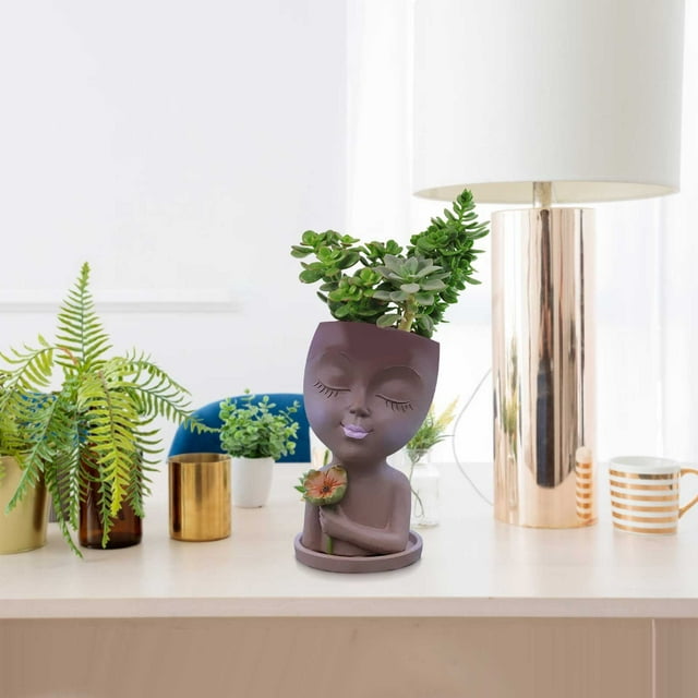Girl with Flowers Flower Pot Resin Flower Pot