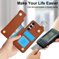 thumbnail image 6 of Wallet Case for Samsung Galaxy A54 5G with Shoulder Strap & RFID Blocking Card Slots Holder Kickstand & Finger Ring, Magnetic Flip Folio Zipper Purse Case, PU Leather Cover Handbag, Brown, 6 of 8