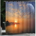 thumbnail image 4 of Ambesonne Space Shower Curtain, Skyline with Planet Sun, 69"Wx84"L, Orange Blue, 4 of 5