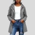 thumbnail image 2 of justHIGH Lined Light Rain Jacket Women Packable Long Raincoat with Hood Drawstring Waisted Waterproof Windbreaker Lightweight Outdoor Trench Coat Gray,M, 2 of 7