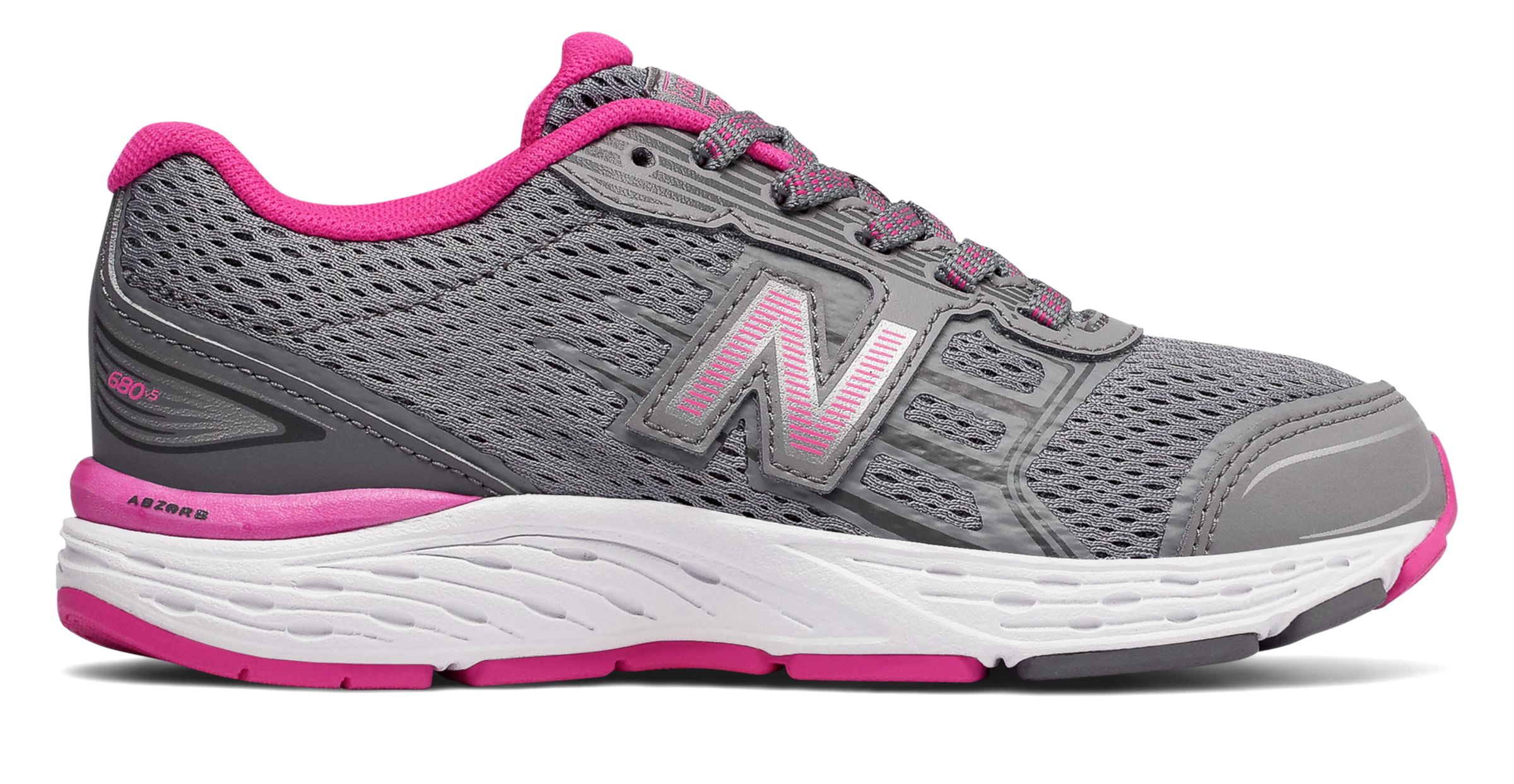 New Balance - New Balance Kid's 680v5 Big Kids Female Shoes Grey with Pink - Walmart.com 