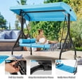 thumbnail image 3 of Homrest Metal Porch Swing with Adjustable Canopy and Pillow, Blue, 3 of 7