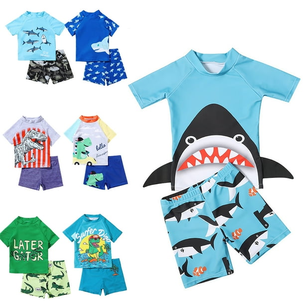 15T Toddler Baby Boys' Rash Guard Set 2 Piece UPF 50+ Swim Trunks